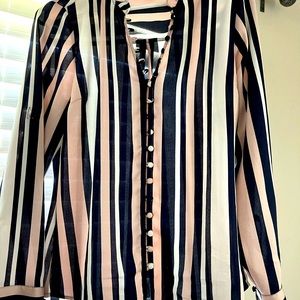 Express striped Portofino button up slim top